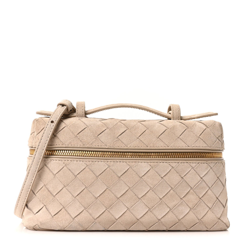 Suede Intrecciato Bang Bang Vanity Case Ecru