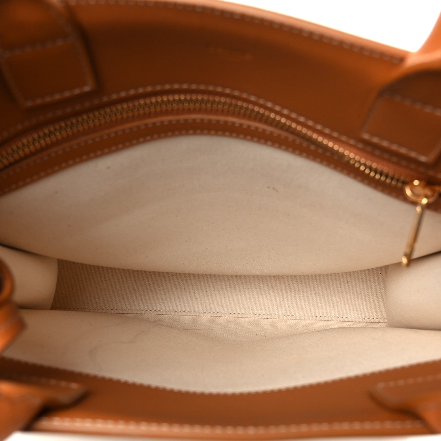 Canvas Calfskin Logo Print Small Vertical Cabas Natural Tan