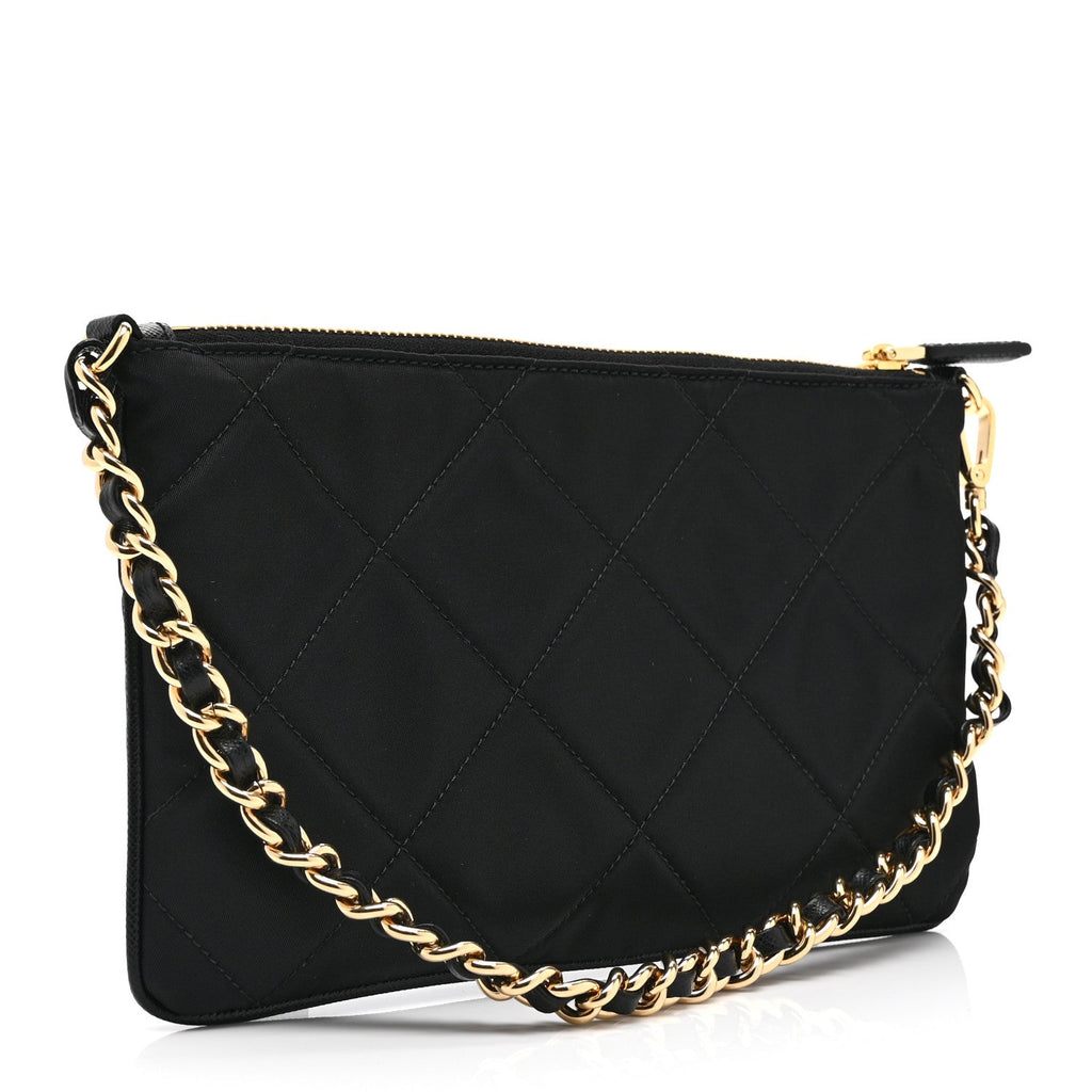 Re-Nylon Tessuto Impuntu Quilted Re-Edition 1995 Chaine Pouch Black