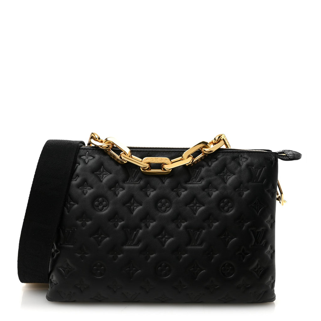 Lambskin Embossed Monogram Coussin MM Black