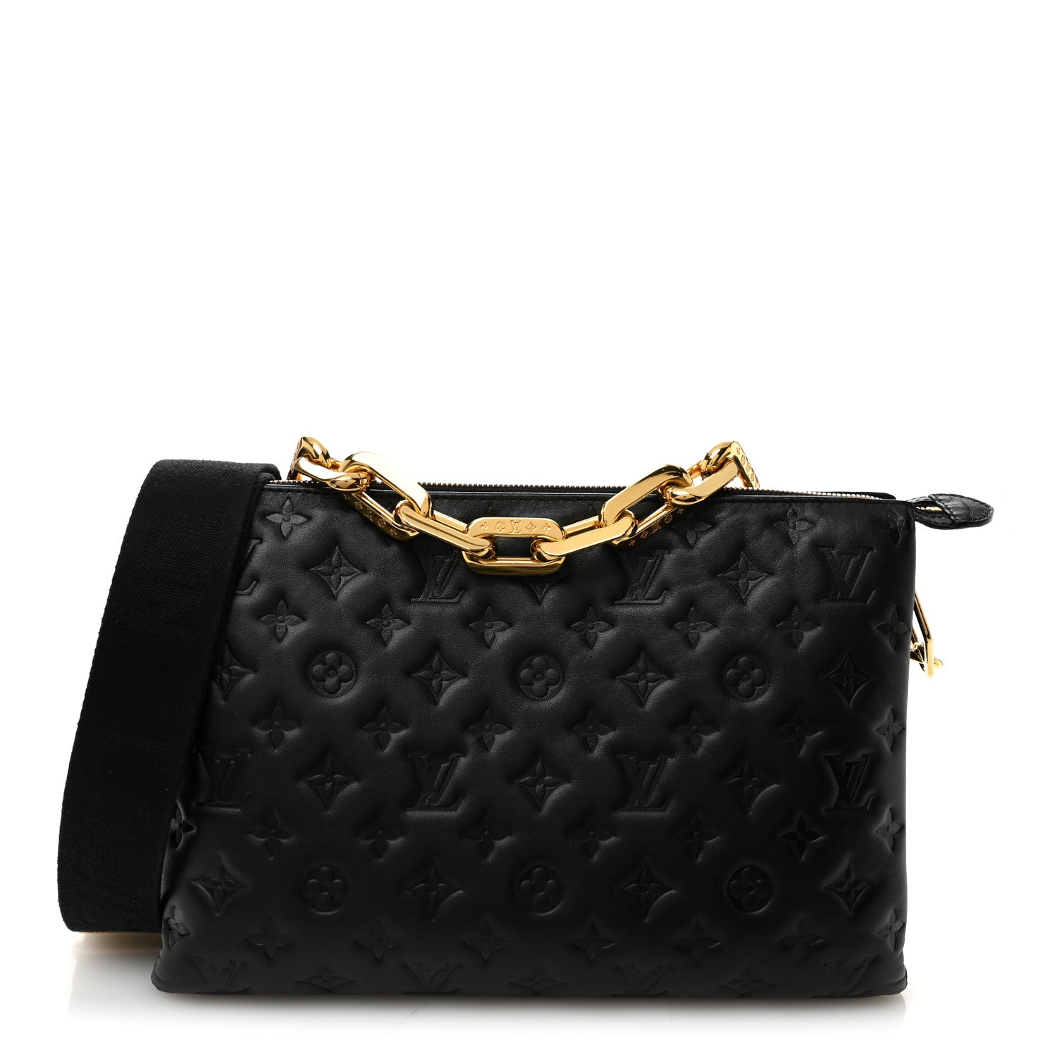 Lambskin Embossed Monogram Coussin MM Black