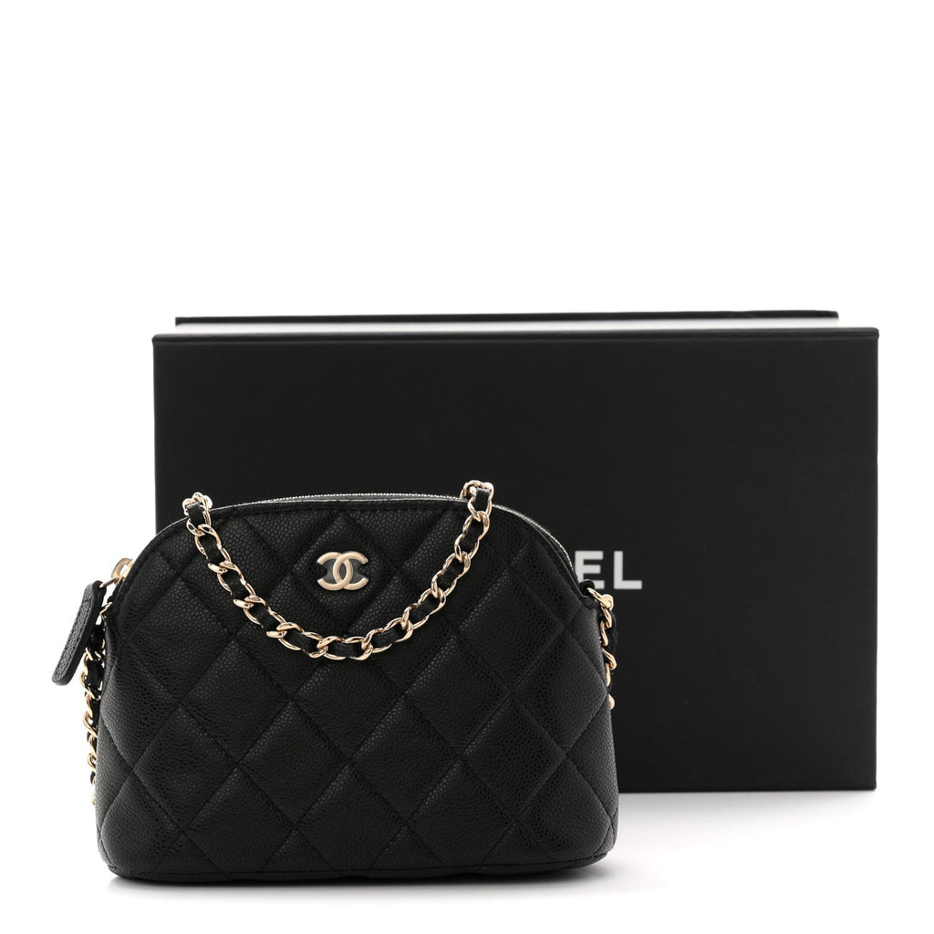 Caviar Quilted Classic Clutch With Chain Black