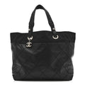 Coated Canvas Quilted Large Paris Biarritz Tote Black