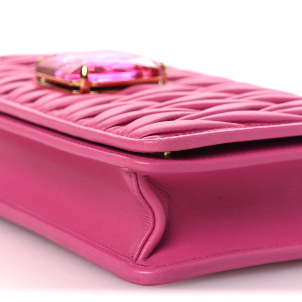 Nappa Matelasse Crystal Wallet On Chain  Fuxia