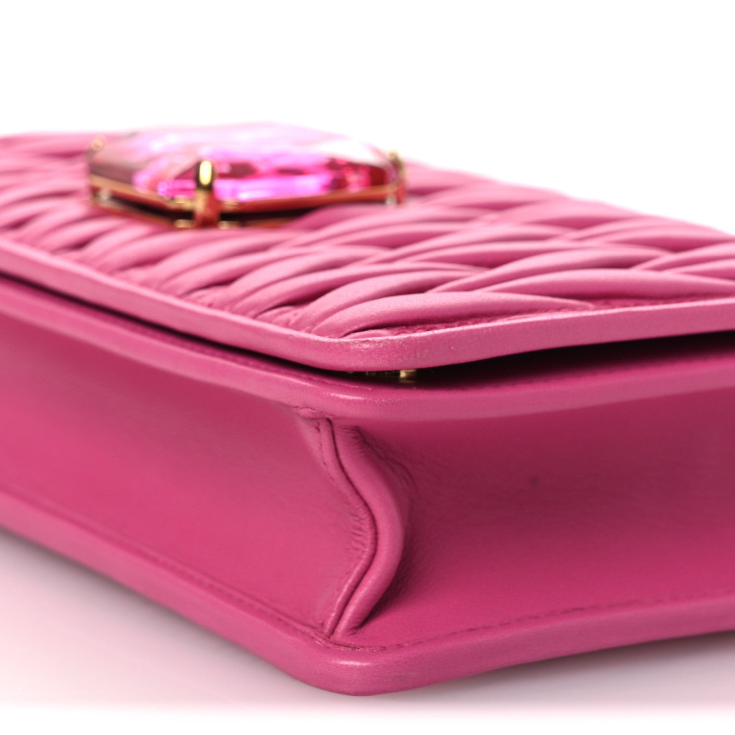 Nappa Matelasse Crystal Wallet On Chain  Fuxia