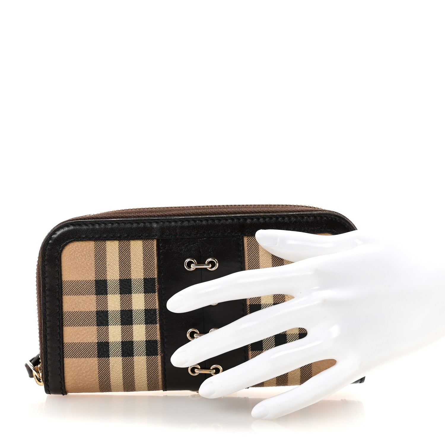 Haymarket Check Large Zip Around Wallet Brown