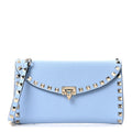 Grainy Calfskin Rockstud Flip Lock Wallet With Chain Niagra
