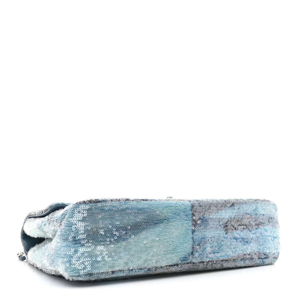 Sequin Large Waterfall Flap Light Blue