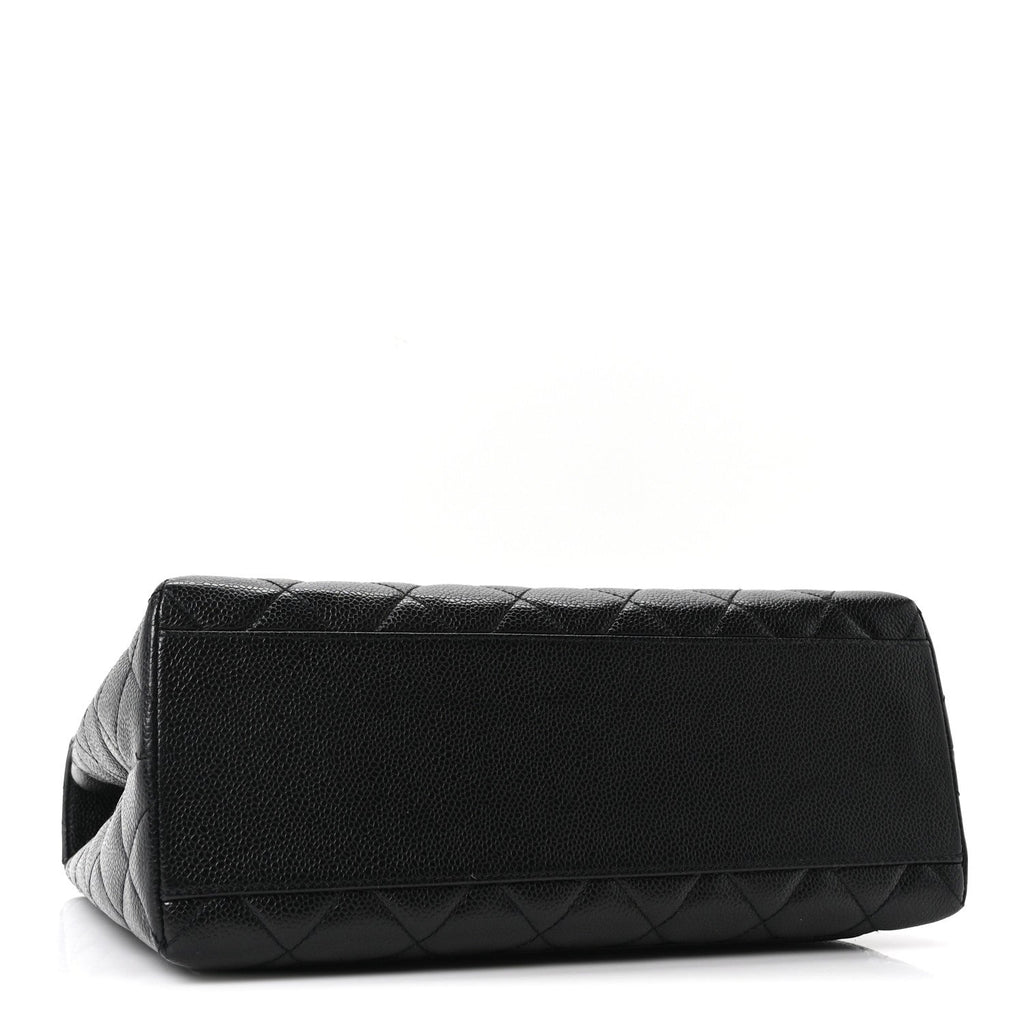 Caviar Quilted Jumbo Kelly Flap Black