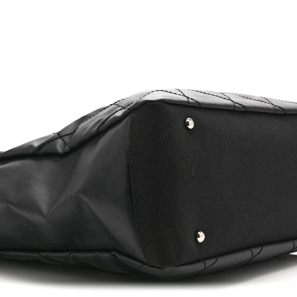 Coated Canvas Quilted Large Paris Biarritz Tote Black