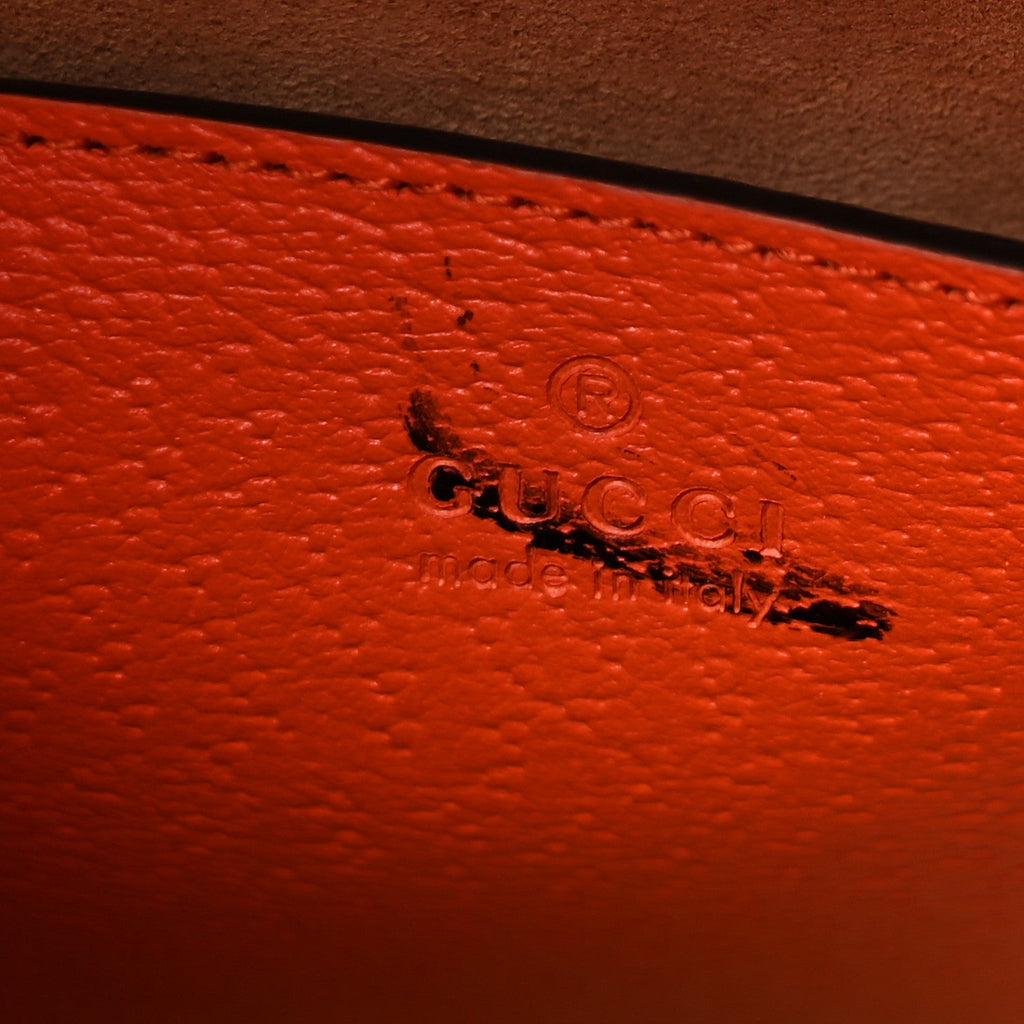 Textured Dollar Calfskin Web Small Diana Tote Bag Deep Orange Spicy Cyclamin