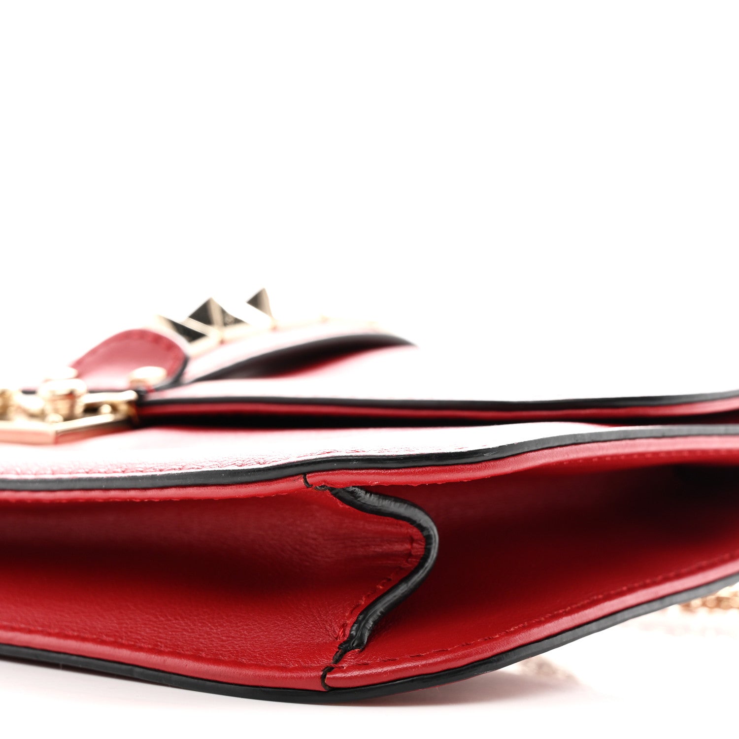 Vitello Medium Glam Lock Rockstud Flap Rubino
