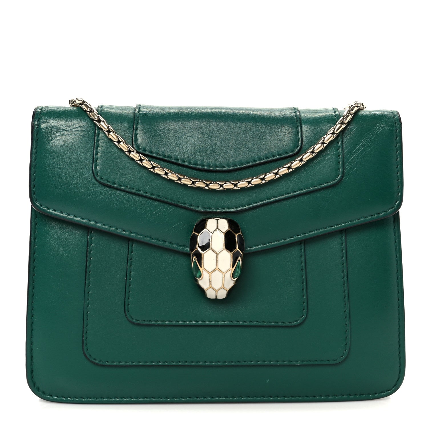 Calfskin Small Serpenti Forever Snake Strap Crossbody Bag Emerald Green