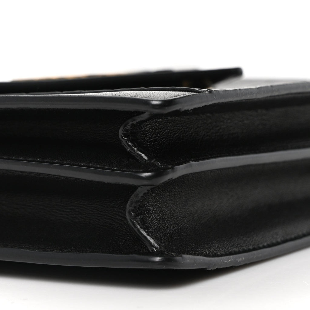 Calfskin Crocodile Embossed Gaby Satchel Black