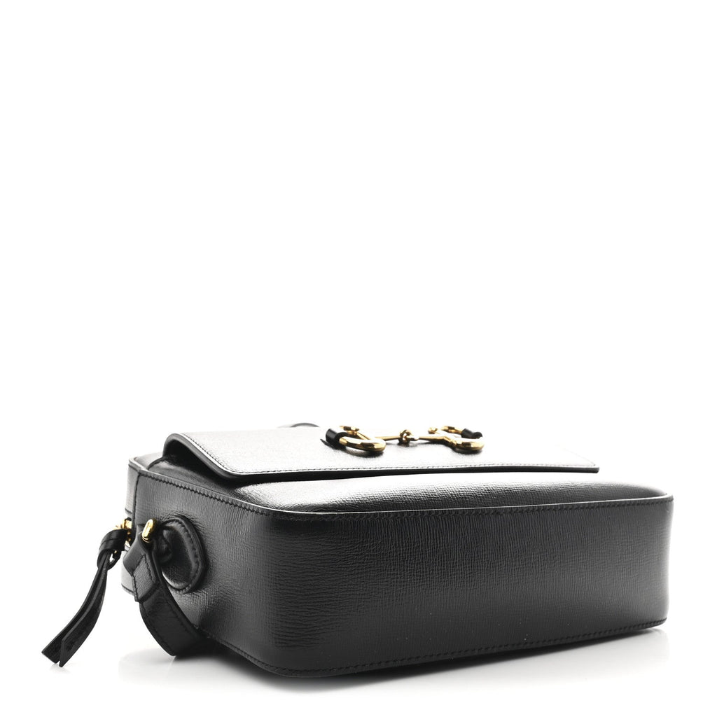 Textured Calfskin Small Horsebit 1955 Shoulder Bag Black
