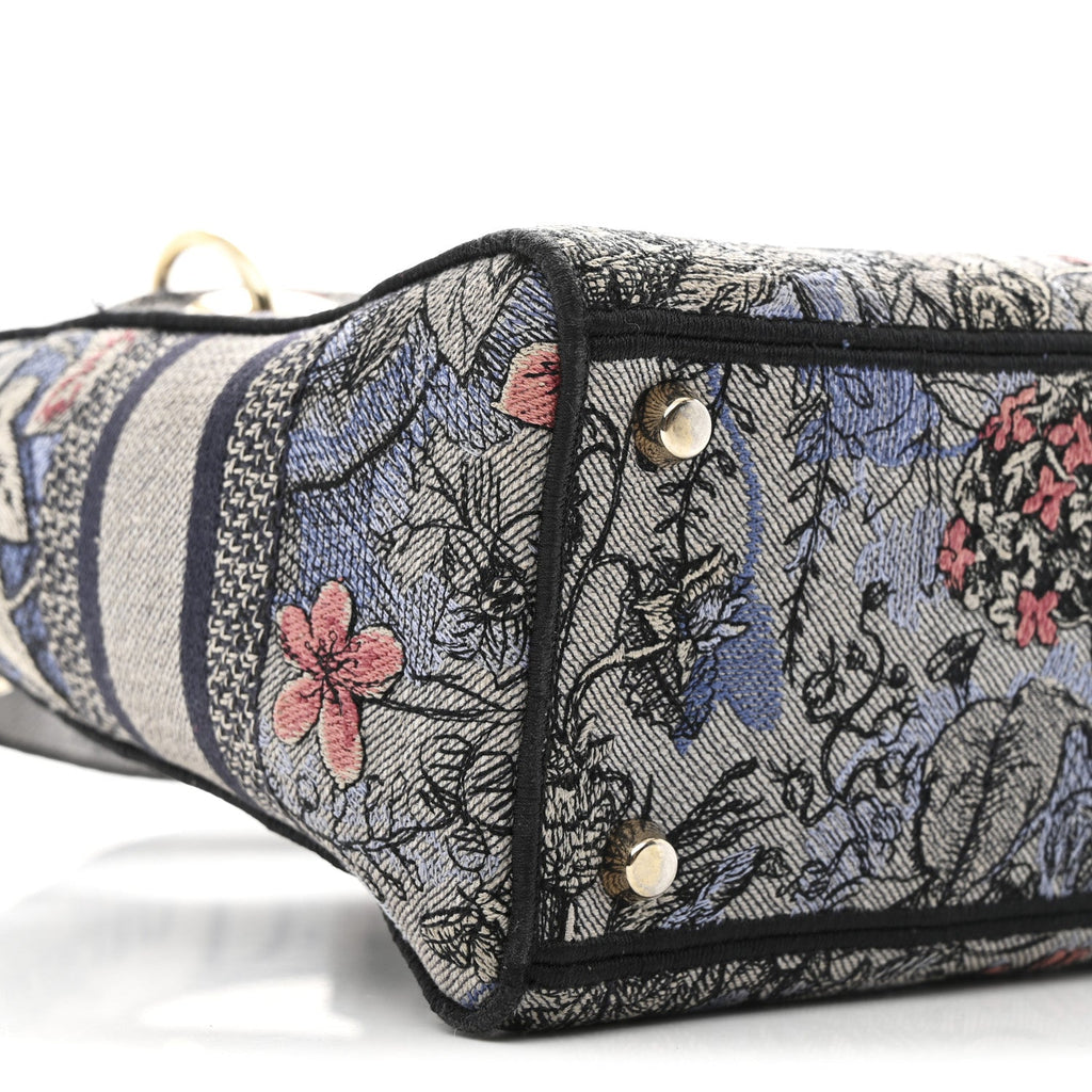 Canvas Embroidered Jardin Magique Medium Lady D-Lite Denim Multicolor