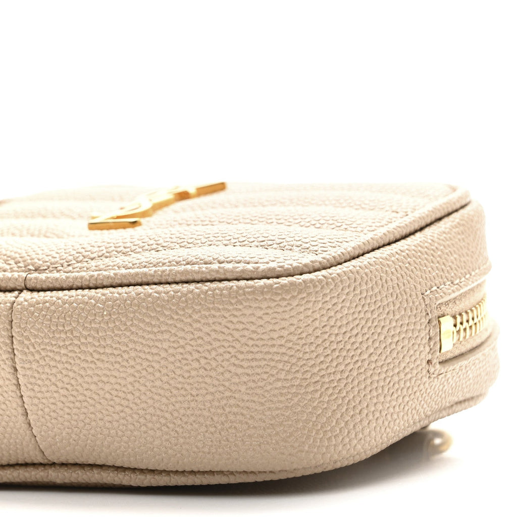 Grain De Poudre Matelasse Monogram Baby Lou Camera Bag Dark Beige