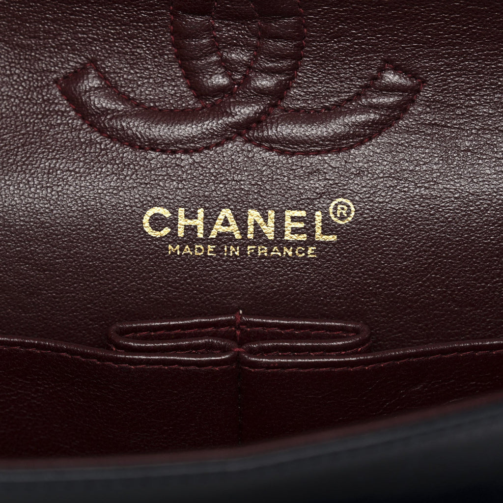 Lambskin Quilted Small Double Flap Navy