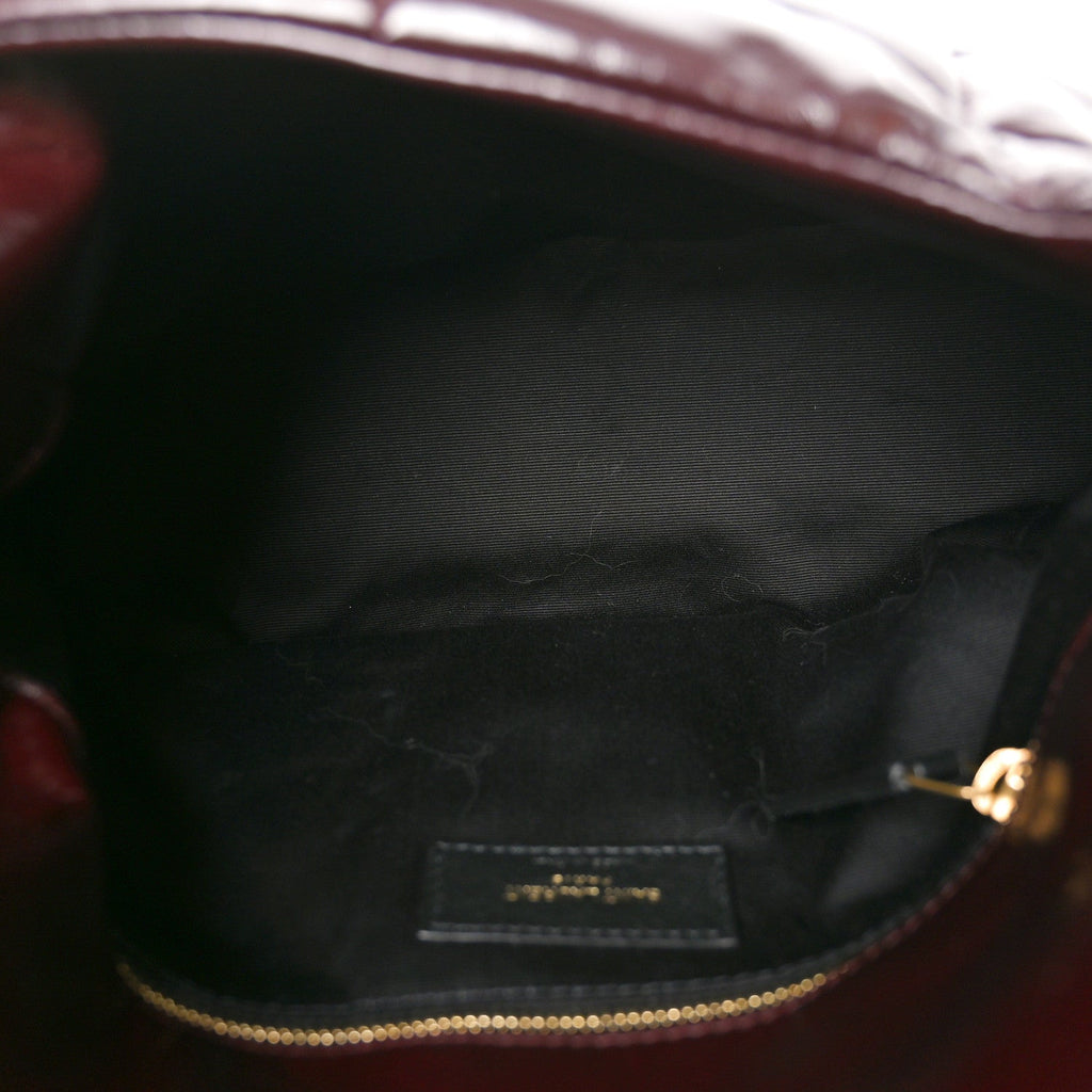 Patent Quilted Small Loulou Puffer Monogram Chain Satchel Barolo Red