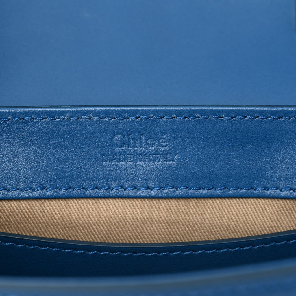 Shiny Calfskin Suede Mini C Bag Smoky Blue