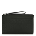 Calfskin Gancini Embossed Wristlet Clutch Dark Green