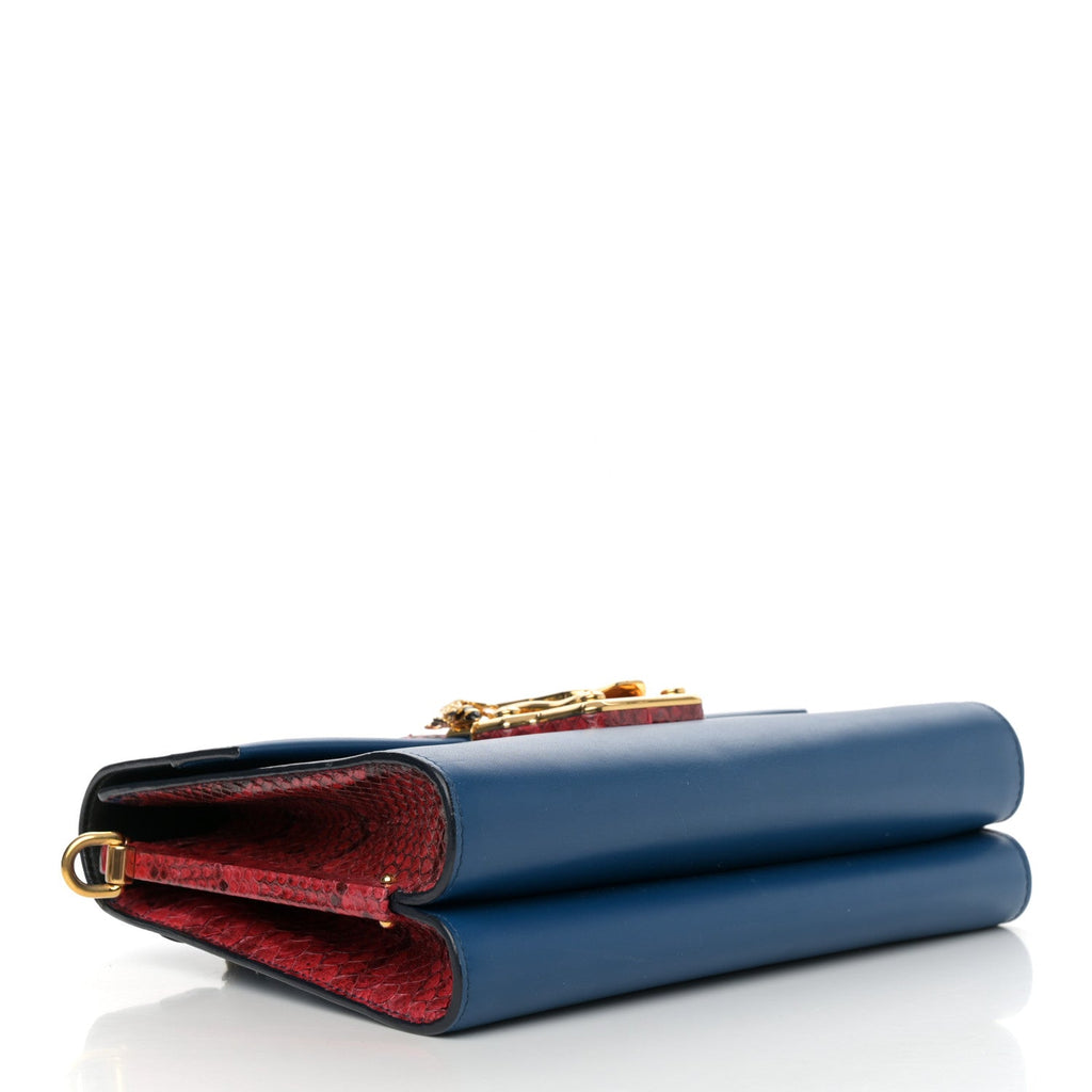 Calfskin Snakeskin Lucia Shoulder Bag Blue Red