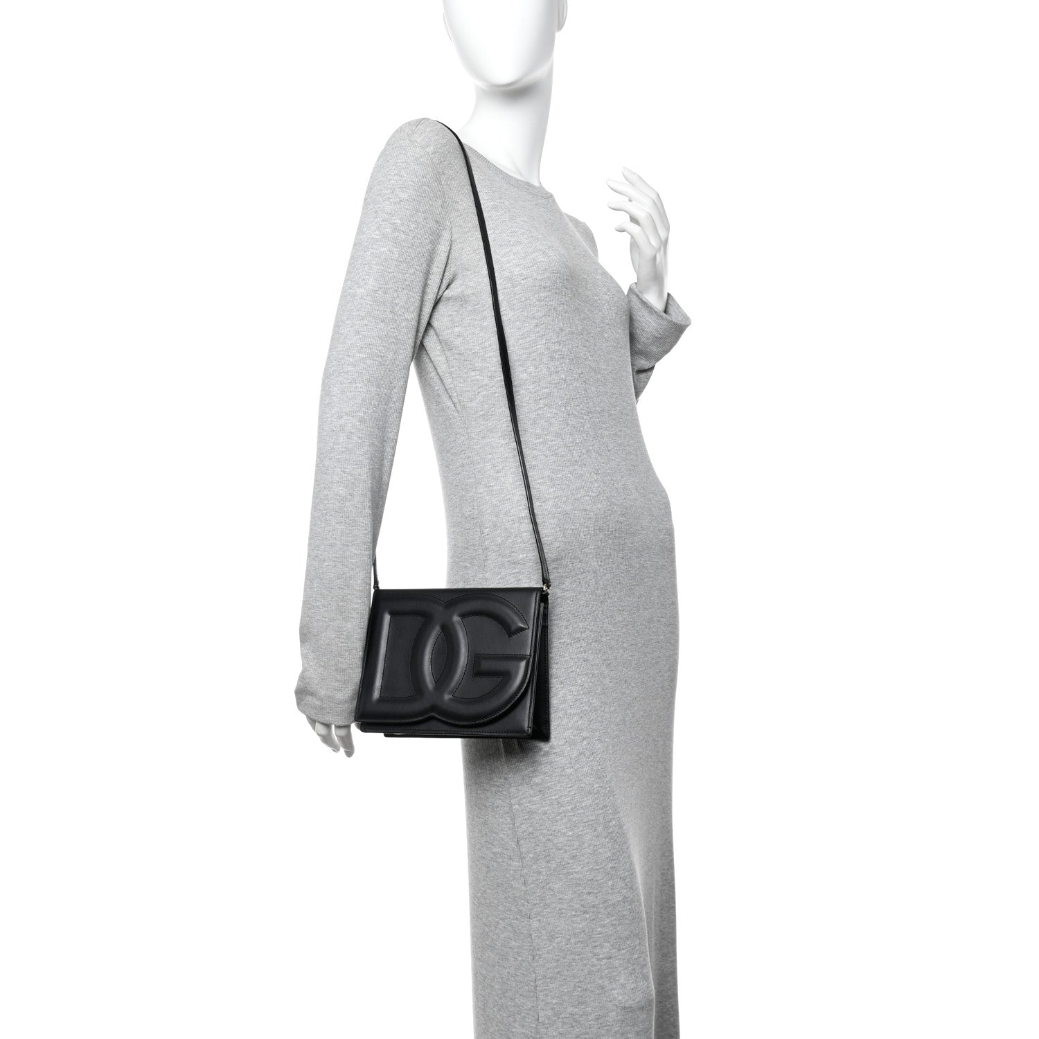 Calfskin DG Logo Flap Crossbody Bag Black