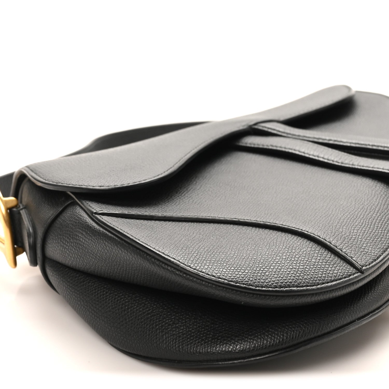 Grained Calfskin Saddle Bag Black