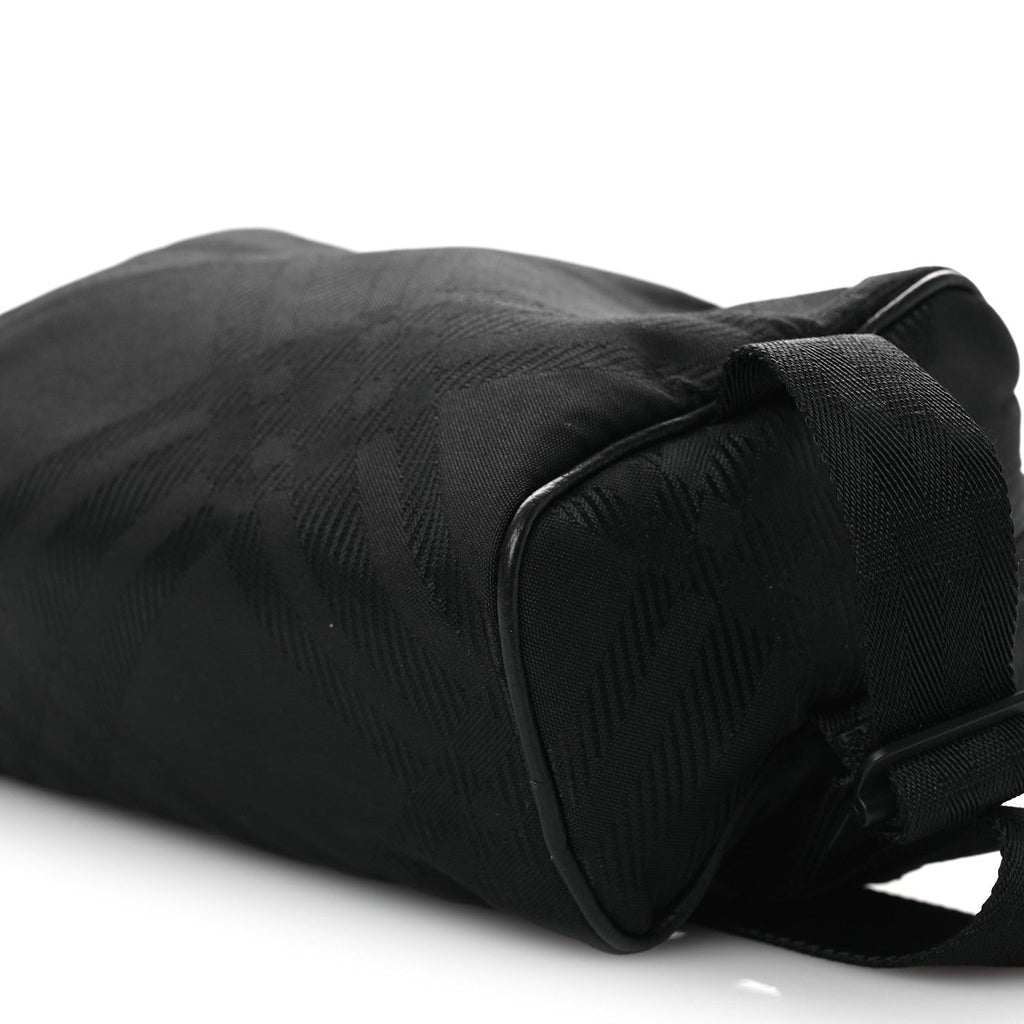 Nylon Jacquard Check Belt Bag Black
