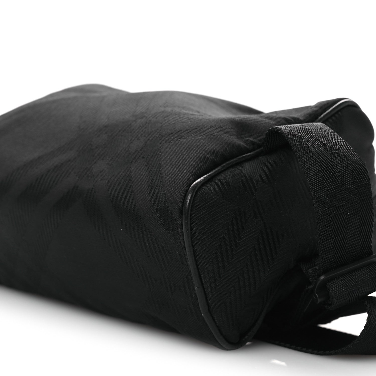 Nylon Jacquard Check Belt Bag Black