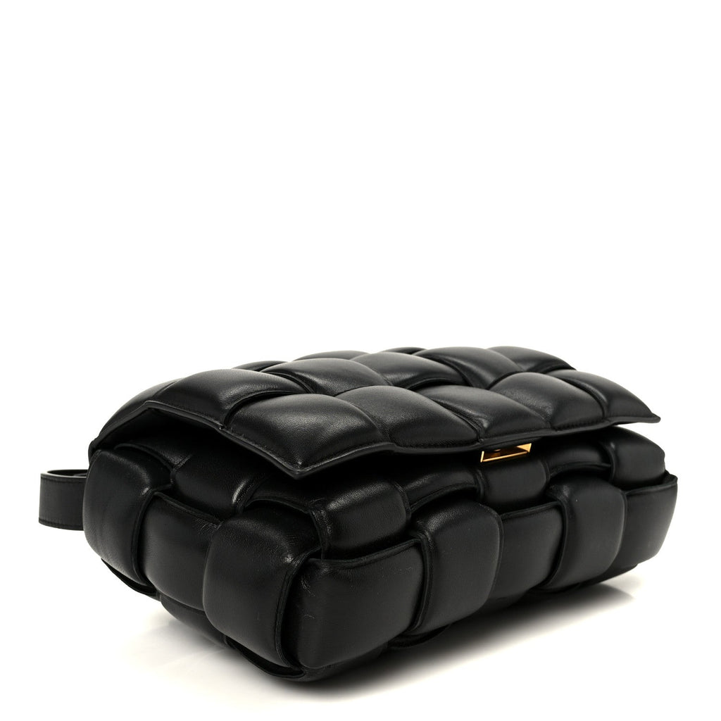 Nappa Maxi Intreccio Padded Cassette Crossbody Bag Black
