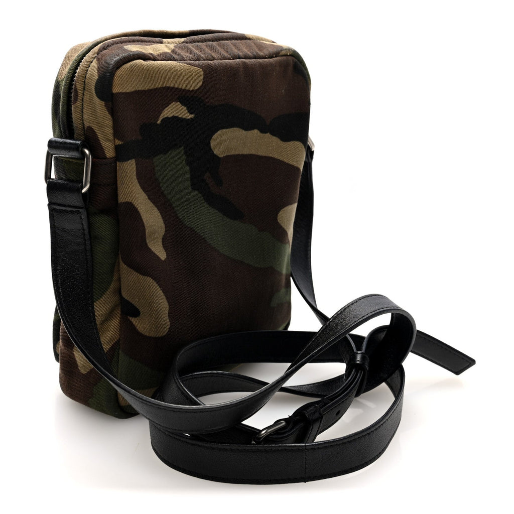 Canvas Calfskin Camouflage Sid Messenger Bag Green