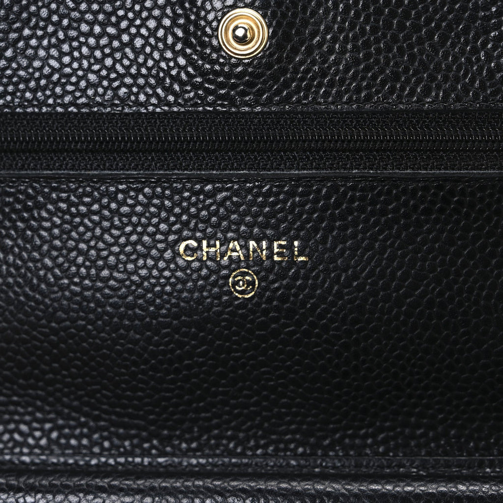 Caviar Quilted Wallet on Chain WOC Black