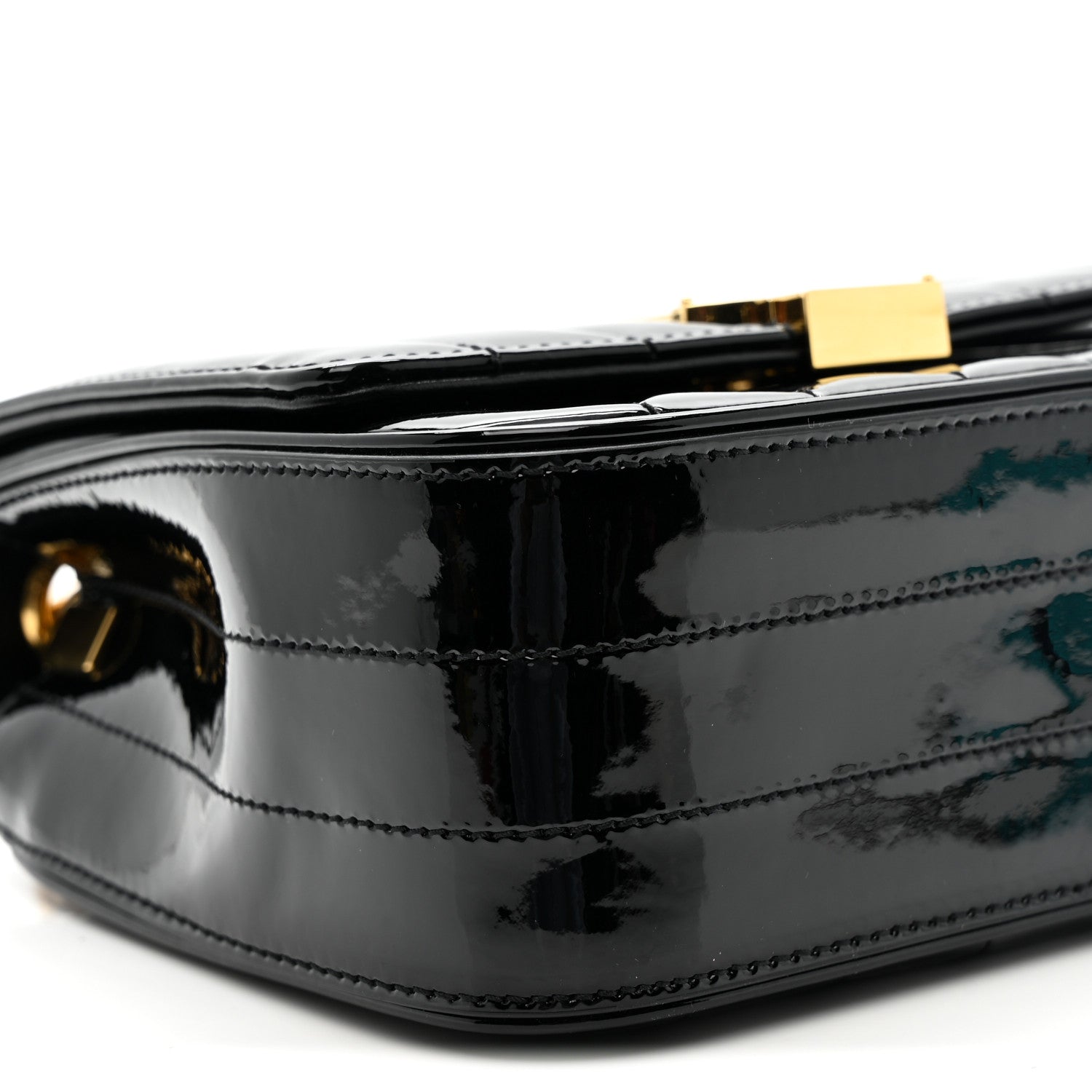 Patent Calfskin Matelasse Monogram Small Vicky Chain Bag Black