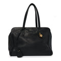 Pebbled Calfskin Large Skull Padlock Zip Around Tote Black