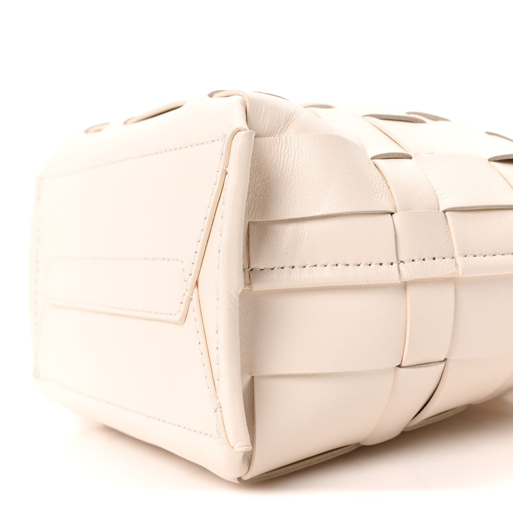 Smooth Calfskin Odita Mini Modern Lattice Bucket Bag Off White