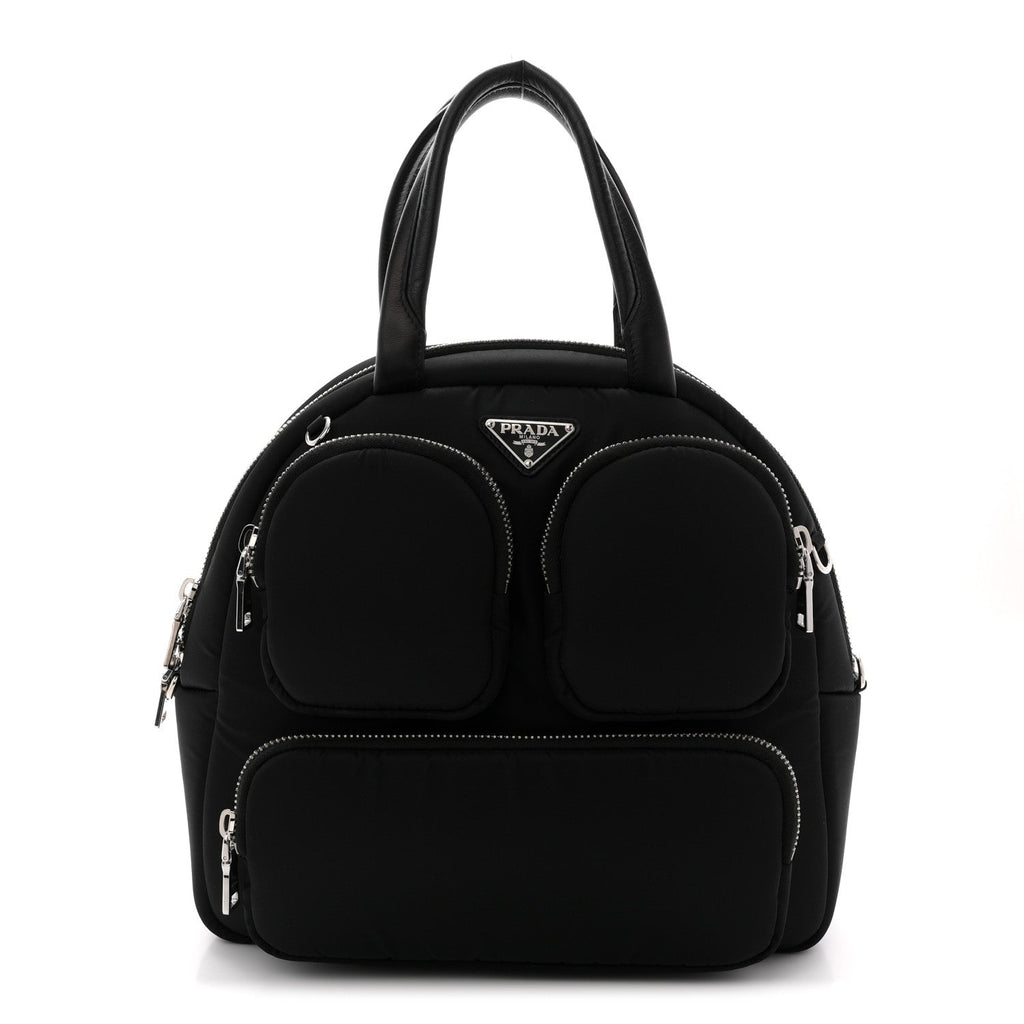 Tessuto Nylon Pocket Cargo Top Handle Bag Black Fuoco