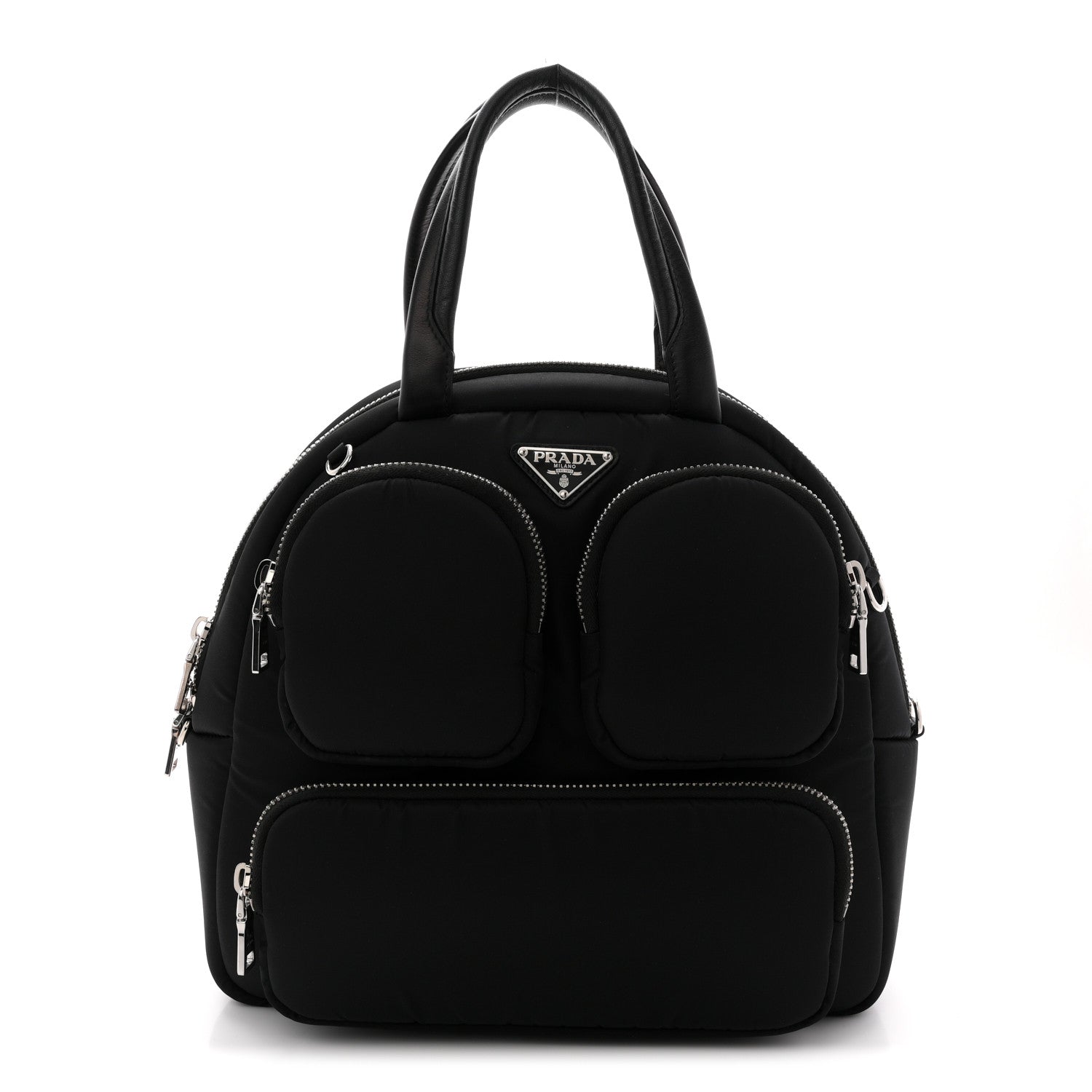 Tessuto Nylon Pocket Cargo Top Handle Bag Black Fuoco