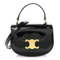 Patent Calfskin Triomphe Mini Besace Clea Black