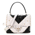 Nappa Medium Candystud Top Handle Bag White Black