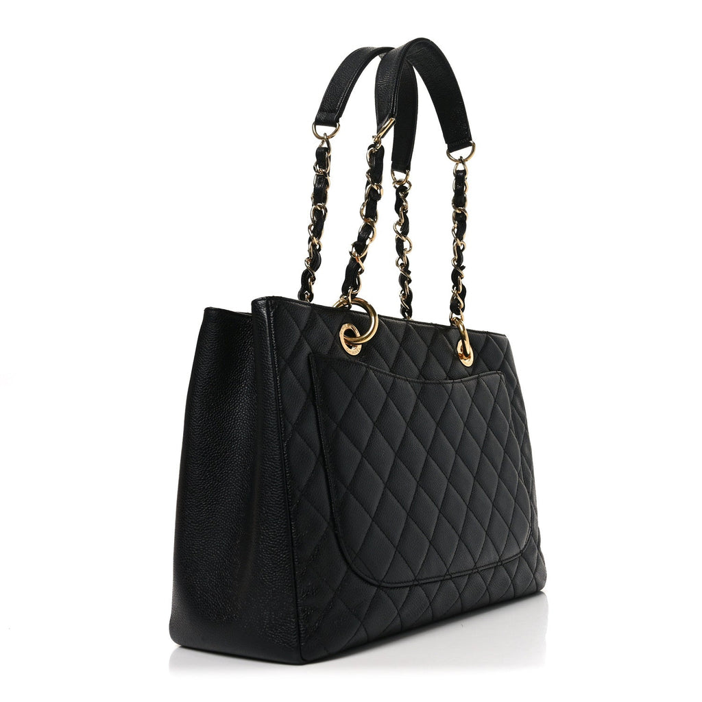 Caviar Quilted Grand Shopping Tote GST Black