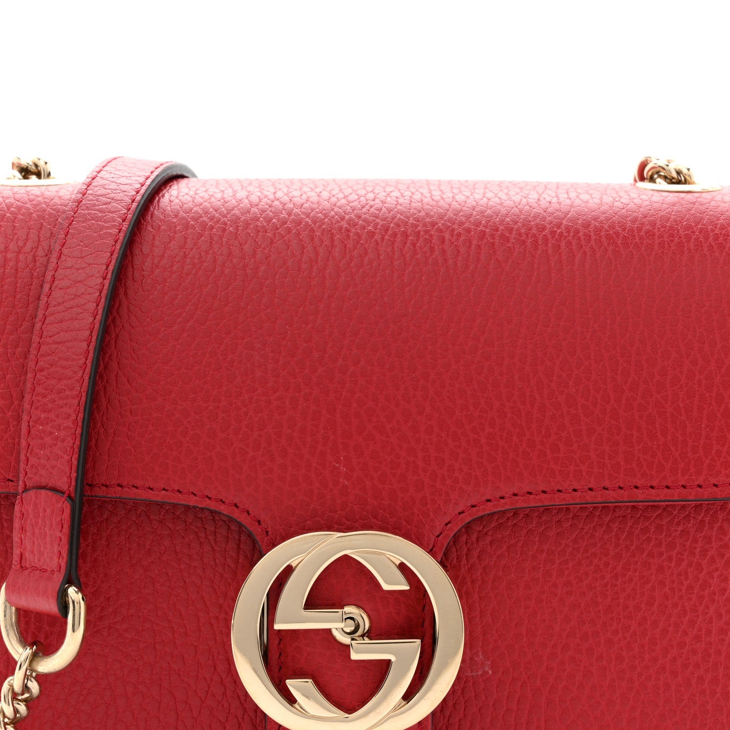 Dollar Calfskin Small Interlocking G Shoulder Bag Red