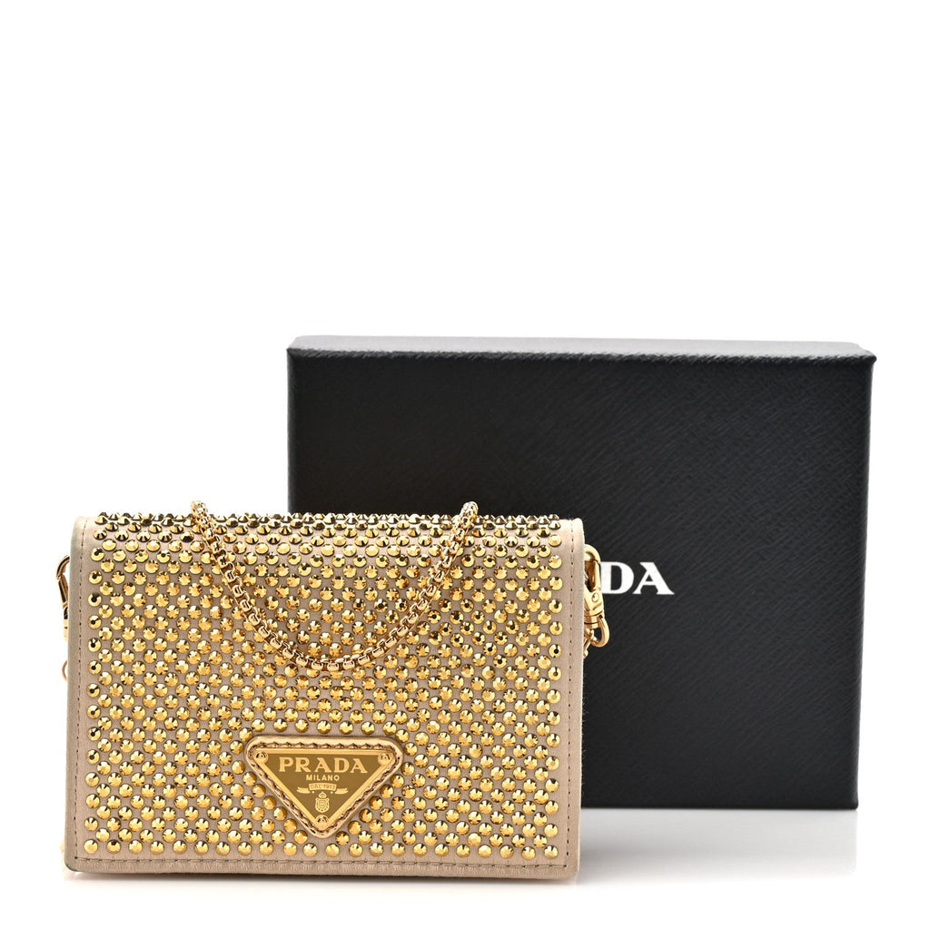 Satin Crystal Metal Triangle Logo  Holder With Strap Platino