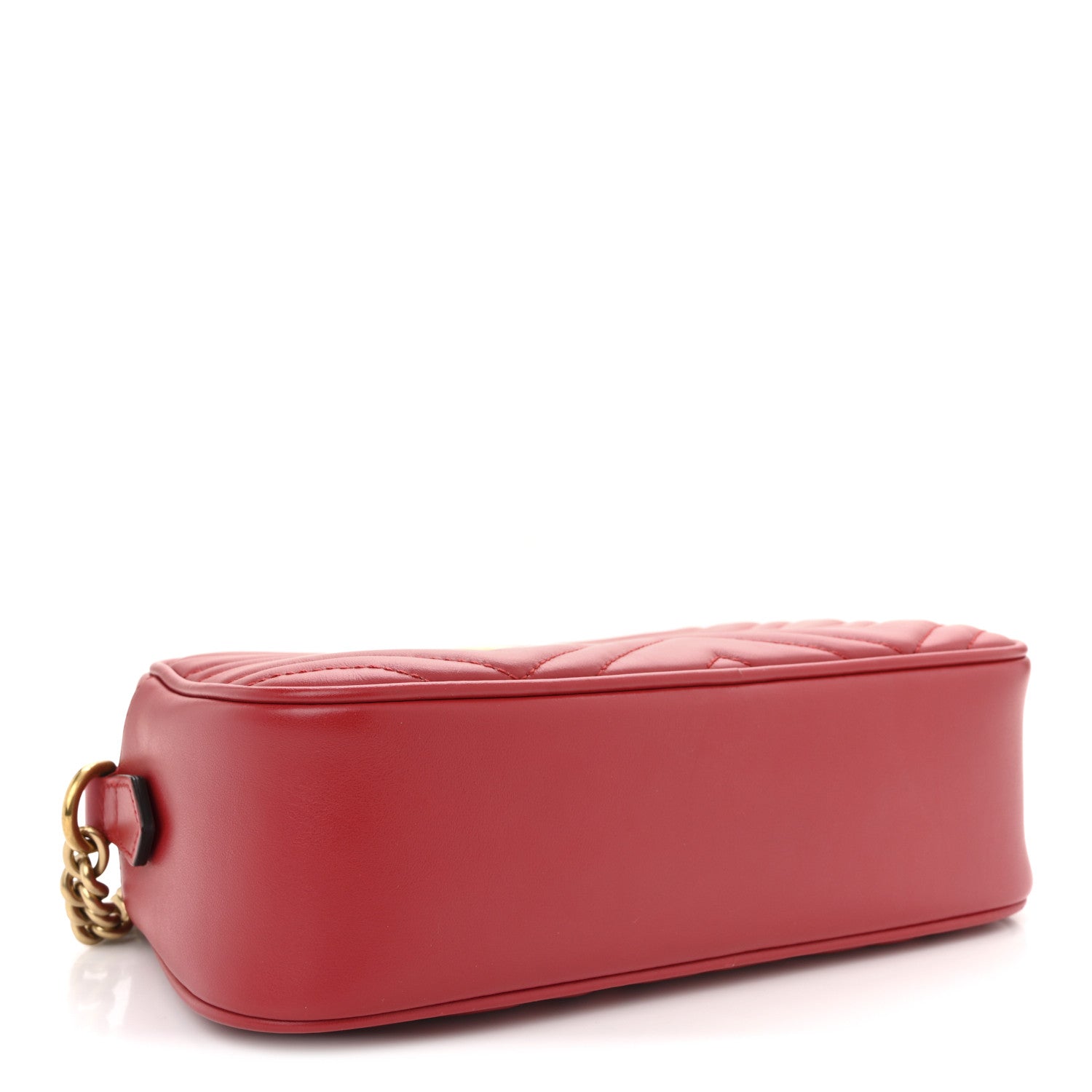 Calfskin Matelasse Small GG Marmont Chain Shoulder Bag Hibiscus Red