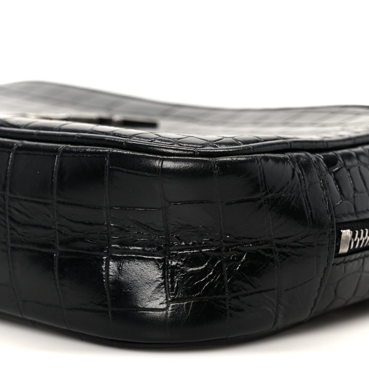 Calfskin Crocodile Embossed Monogram Mini Lou Camera Bag Black