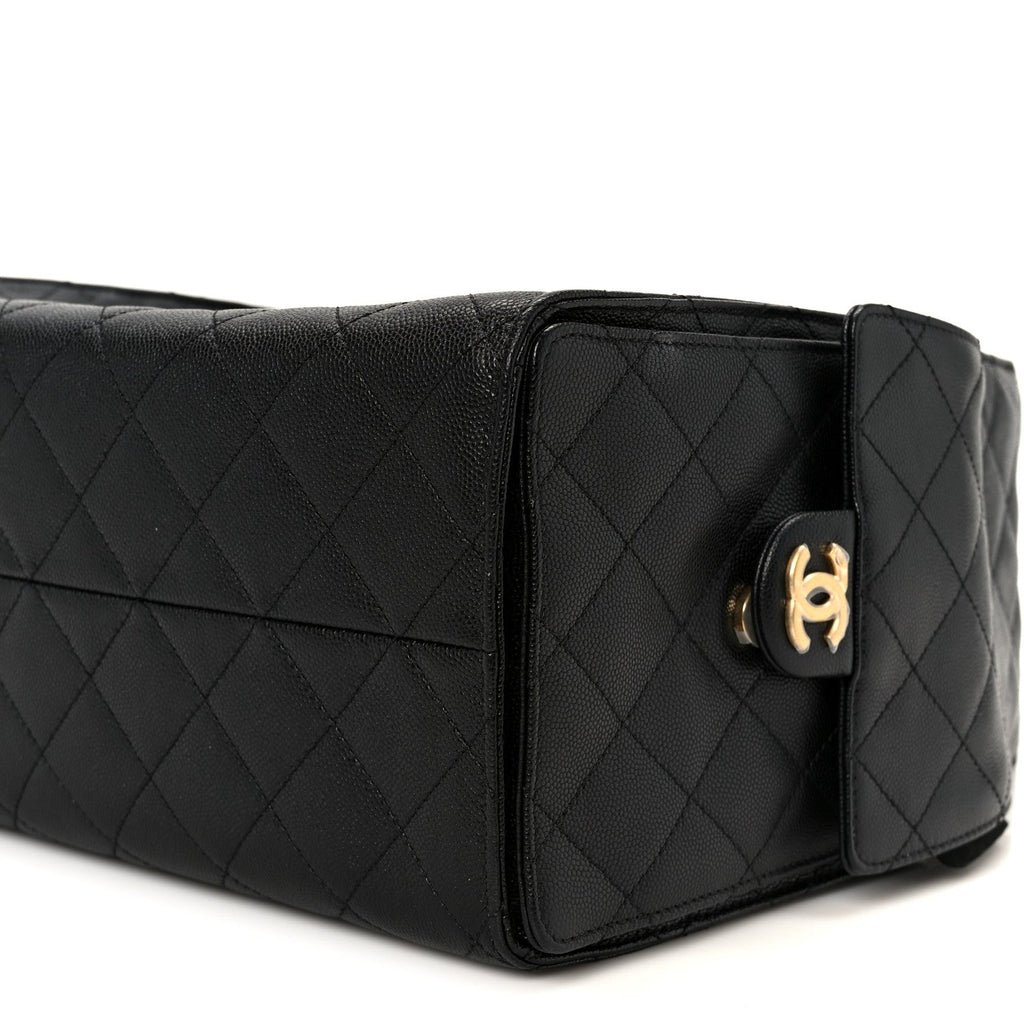 Caviar Quilted Medium Chanel 25 Handbag Black