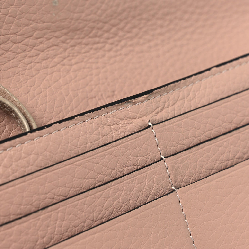 Calfskin Alphabet Long Wallet Blush Nude