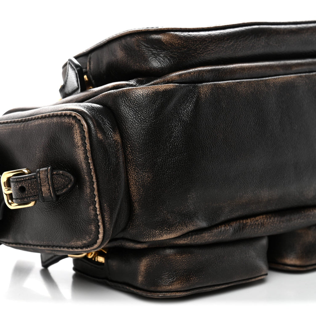 Distressed Nappa Pocket Bag Sand Coffee