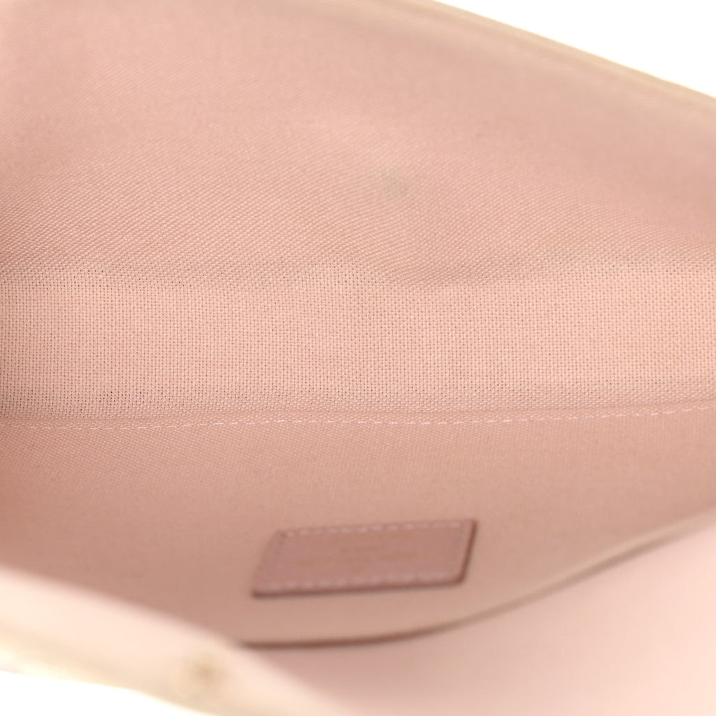 Damier Azur Pochette Felicie Chain Wallet Rose Ballerine