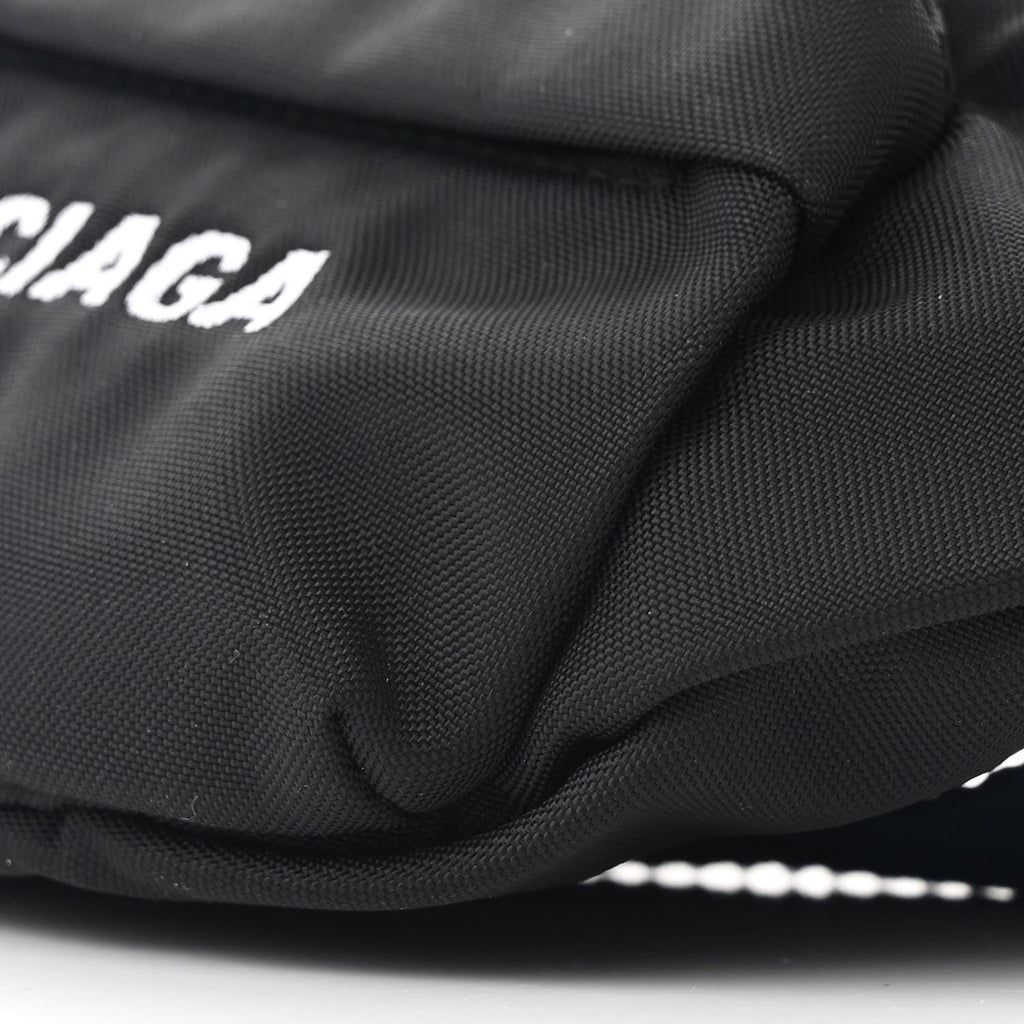 Sport Nylon Logo Embroidered Wheel Belt Bag Black White